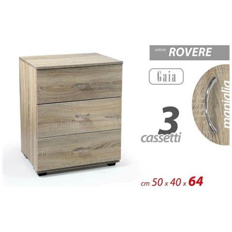 Trade Shop - Mobile Cassettiera Gaia Legno Rovere 3 Cassetti 50x40x64cm Design Moderno 769474 - Foto 1