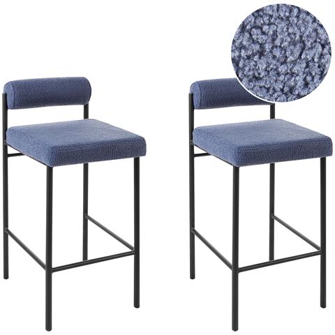 Set Di 2 Sedie Alte Amaya Bouclé Blu Scuro - Foto 2