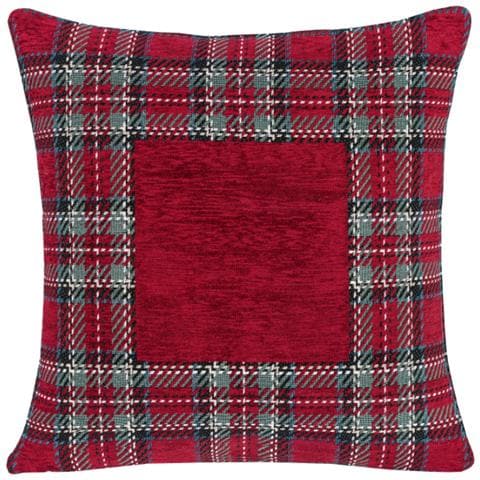 Federa Cuscino Arredo Casa Fodera Tessuto Cinigliato Scozzese Tartan 40x60 Bordeaux - Foto 1