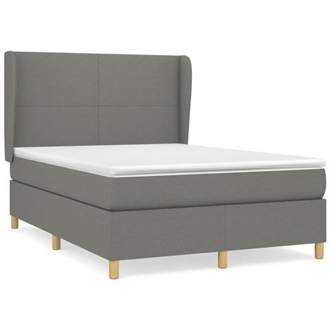 Giroletto A Molle Con Materasso Grigio Scuro 140x200cm Tessuto - Foto 1