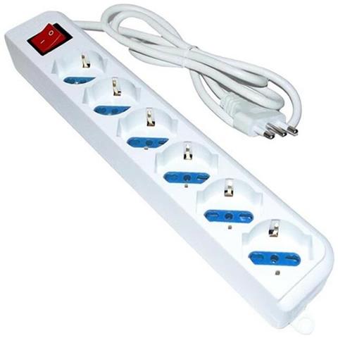 Multipresa Elettrica 6 Posti. Interruttore On /off Scarpetta Multi Presa Spina - Foto 1