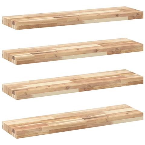 Mensole Da Parete 4 Pz 80x20x4 Cm Legno Acacia Non Trattato - Foto 2