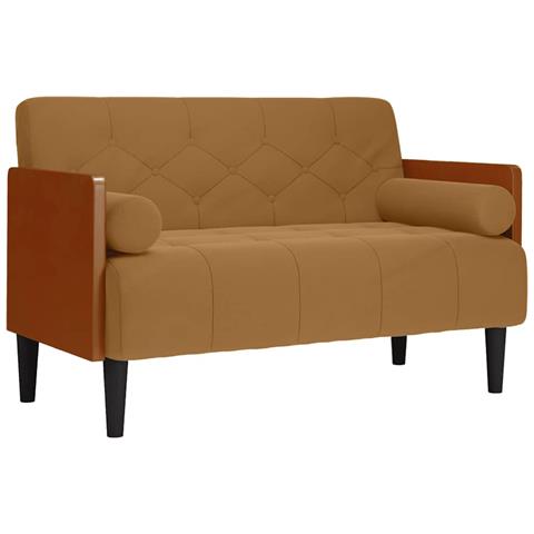 Divano Divanetto con Cuscini Bolster Marrone 110 cm Velluto - Foto 1