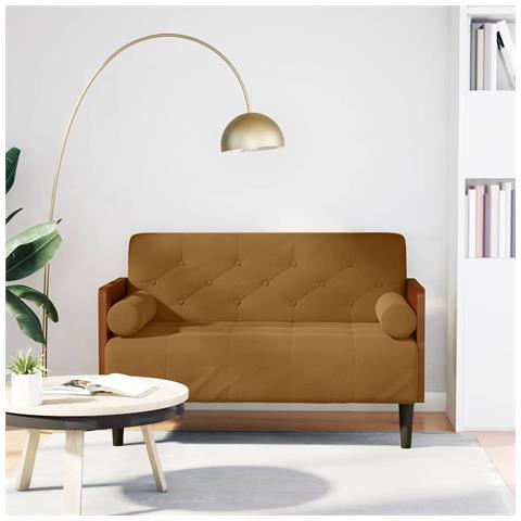 Divano Divanetto con Cuscini Bolster Marrone 110 cm Velluto - Foto 8