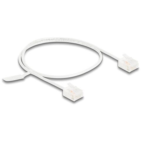 Cavo di rete RJ45 Cat. 6 UTP Ultra Slim 0,5 m bianco con connettori corti - Foto 1