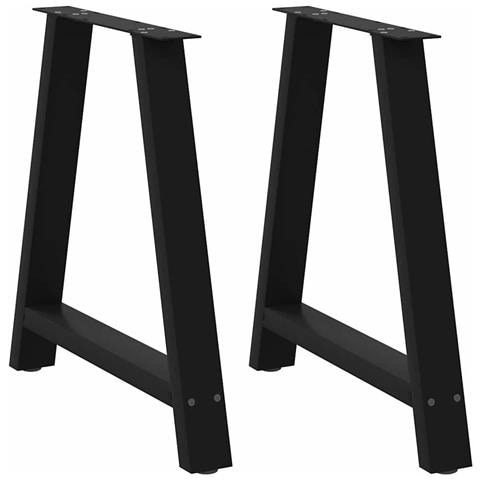 Gambe Tavolo Pranzo A Forma Di A 2 Pz Nero 80x(72-73)cm Acciaio - Foto 1