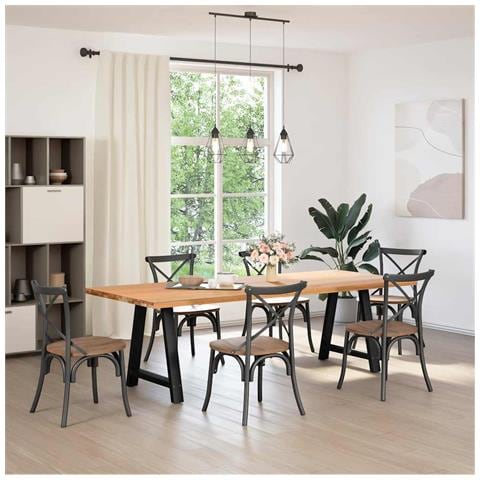 Gambe Tavolo Pranzo A Forma Di A 2 Pz Nero 80x(72-73)cm Acciaio - Foto 2