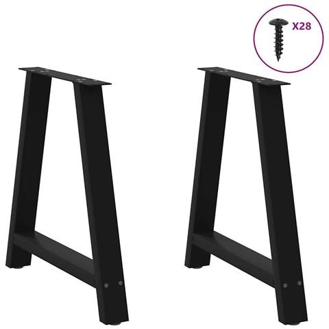 Gambe Tavolo Pranzo A Forma Di A 2 Pz Nero 80x(72-73)cm Acciaio - Foto 3