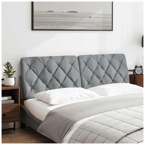 Cuscino Testiera Grigio Chiaro 160 Cm In Tessuto - Foto 2