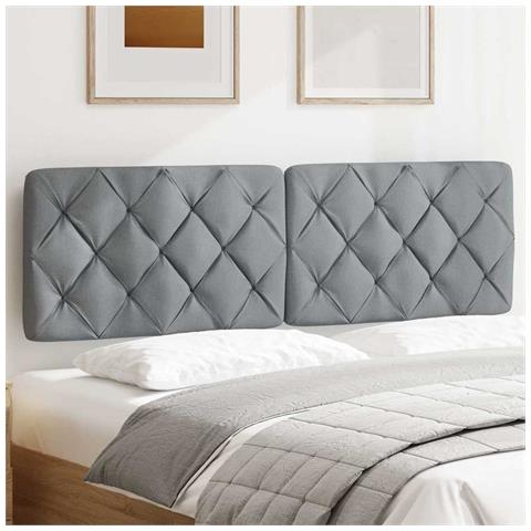 Cuscino Testiera Grigio Chiaro 160 Cm In Tessuto - Foto 3