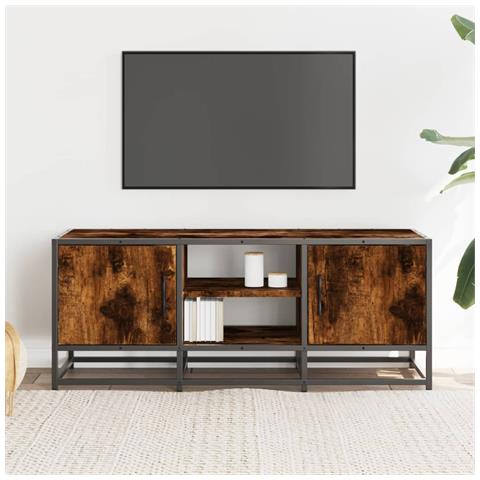Mobile Tv Rovere Fumo 100x35x41 Cm Legno Multistrato E Metallo - Foto 3