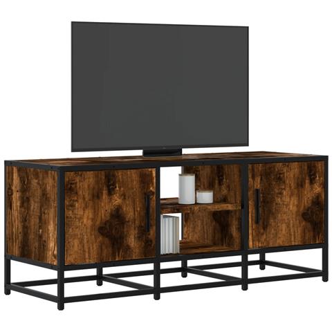 Mobile Tv Rovere Fumo 100x35x41 Cm Legno Multistrato E Metallo - Foto 1