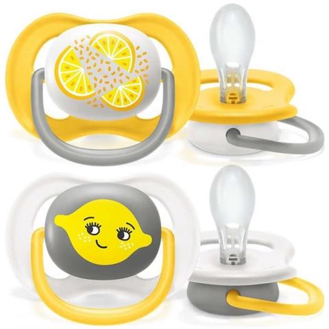 Avent 2 Succhietti Ultra Air Happy 6-18 Mesi Neutro Limoni - Foto 1