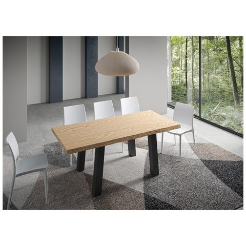 Tavolo Fisso 90x180 Cm Svalen Scortecciato Rovere Gambe Antracite - Foto 5