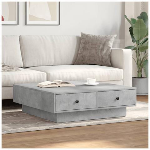 Tavolino Da Salotto Grigio Cemento 90x90x28cm Legno Multistrato - Foto 2