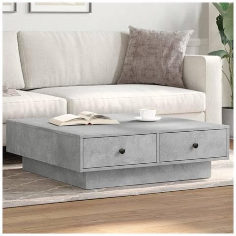 Tavolino Da Salotto Grigio Cemento 90x90x28cm Legno Multistrato - Foto 8