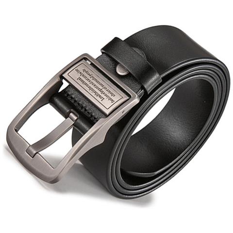 Cintura In Pelle Con Fibbia Ad Ardiglione Da Uomo (120 Cm) - Elegante E Resistente Black - Foto 1