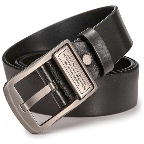 Cintura In Pelle Con Fibbia Ad Ardiglione Da Uomo (120 Cm) - Elegante E Resistente Black - Foto 4