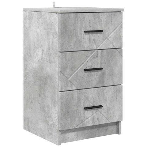 Armadio da Notte con cassetto Grigio cemento 38 x 38 x 66 cm - Foto 1