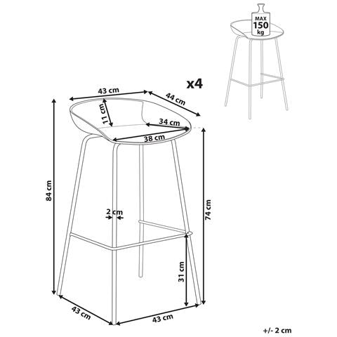 Set Di 4 Sedie Alte Venlo Beige - Foto 8