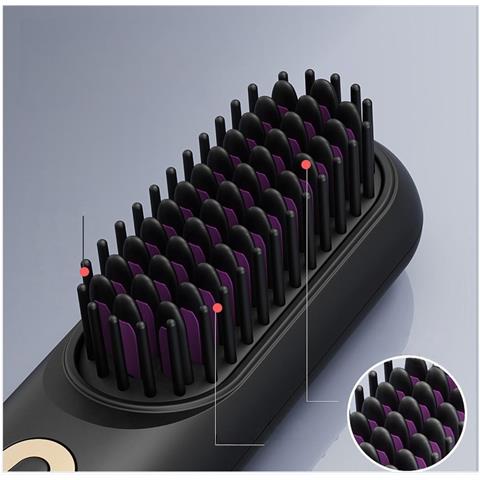 Spazzola Lisciante Portatile - Senza Fili, Ricaricabile Usb-c, Antiscottatura E Impostazioni Di Calore Regolabili Black - Foto 9