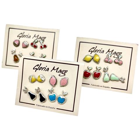 Confezione Da 4 Paia Di Orecchini A Forma Di Frutta. Combo 3. Argento 10µ E Lacca Colorata. - Foto 4