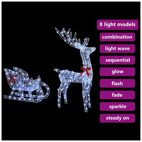 Slitta trainata da renna Bianco freddo 70 x 26 x 128.5 cm - Foto 9