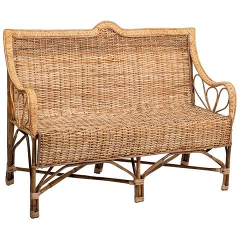 Divano In Bambù E Rattan Marrone 130x48x99h - Foto 1