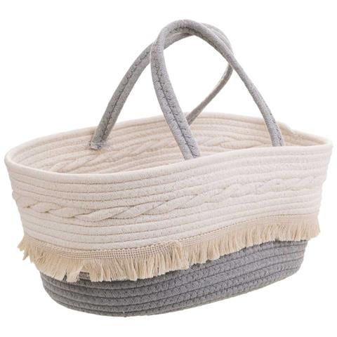 Cesto In Corda Intrecciata Bianca 40x30x18h - Foto 1