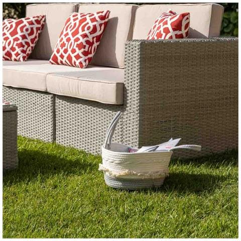 Cesto In Corda Intrecciata Bianca 40x30x18h - Foto 2
