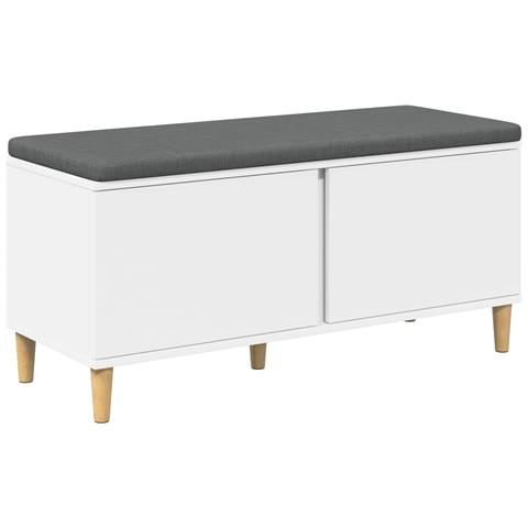 Panca per ingresso con cuscino Bianco 100 x 38 x 46 cm - Foto 1