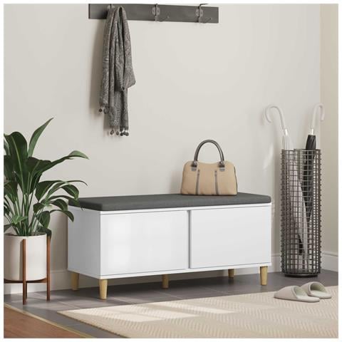 Panca per ingresso con cuscino Bianco 100 x 38 x 46 cm - Foto 2