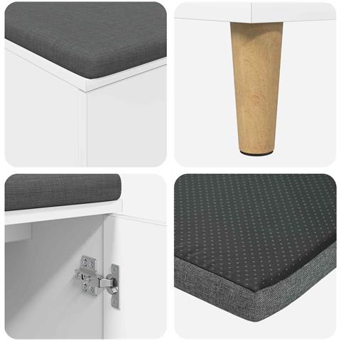 Panca per ingresso con cuscino Bianco 100 x 38 x 46 cm - Foto 9