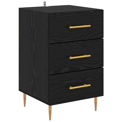 Armadio da Notte Rovere Nero 40 x 40 x 66 cm Legno multistrato - Foto 1