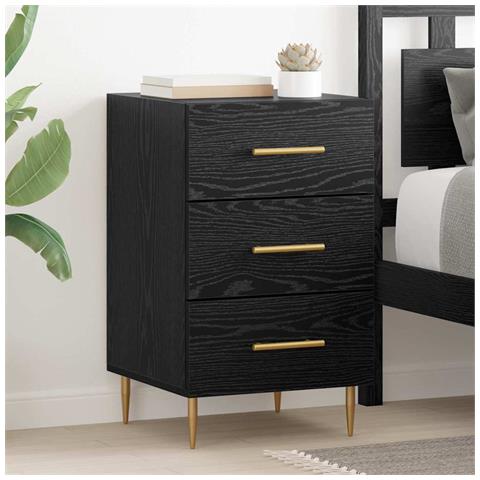 Armadio da Notte Rovere Nero 40 x 40 x 66 cm Legno multistrato - Foto 2