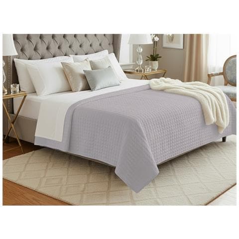 Quilt Trapuntino Piumino Estivo 100gr Mq Raso Cotone Tinta Unita Matrimoniale Matrimoniale Perla - Foto 1