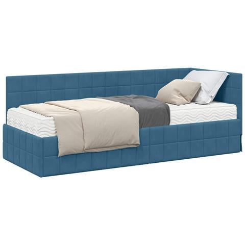 Struttura Letto Angolare con Materasso 2 pcs Blu Velluto - Foto 1