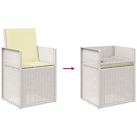 Set da Pranzo per Giardino con cuscino 7 pcs Bianco e Crema PP - Foto 9