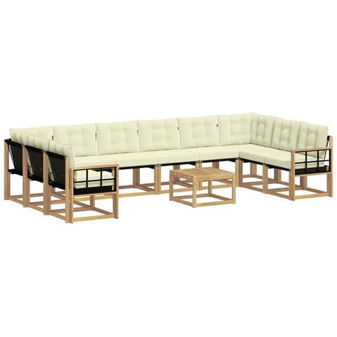 Set di divani da esterno con cuscino 11 pcs Bianco e Crema - Foto 1