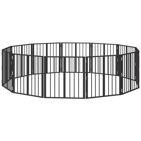 Cancello per cani 12 pcs Nero 60 x 60 cm Acciaio zincato - Foto 1