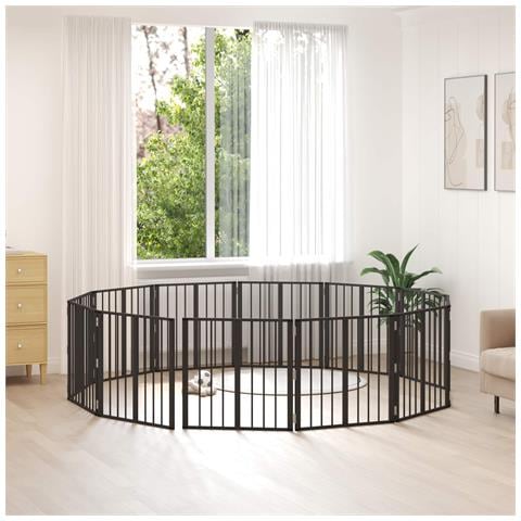 Cancello per cani 12 pcs Nero 60 x 60 cm Acciaio zincato - Foto 2