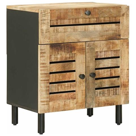 Comodino Naturale 50 x 33 x 60 cm Legno di mango massello - Foto 1