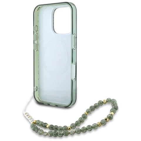 Guess Iml Flowers Allover Electro Con Cinturino Perliniu Magsafe Per Iphone 16 Pro Max - Verde - Foto 2