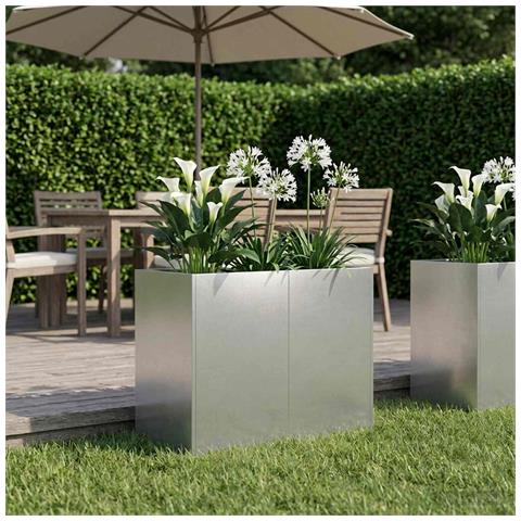 Vaso da giardino Argento 80 x 40 x 60 cm Acciaio Inox - Foto 2