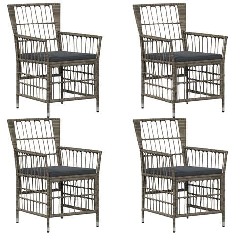 Sedie da giardino 4 pz Grigio polyrattan - Foto 1