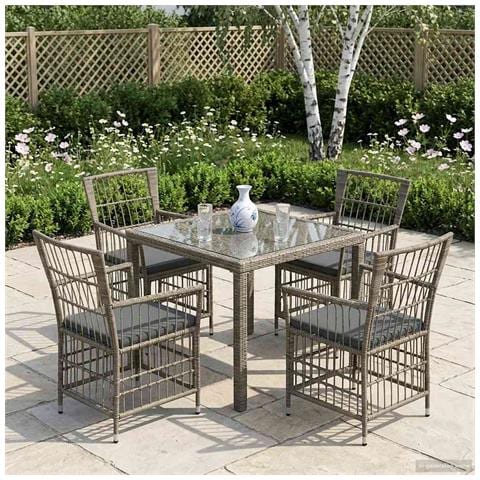 Sedie da giardino 4 pz Grigio polyrattan - Foto 2