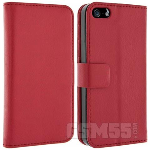 Custodia Portafoglio In Similpelle Per Apple Iphone Se, 5 E 5s - Rossa - Foto 2