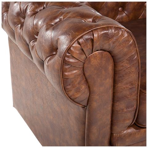 Poltrona Vintage In Pelle Marrone Invecchiato Chesterfield - Foto 28