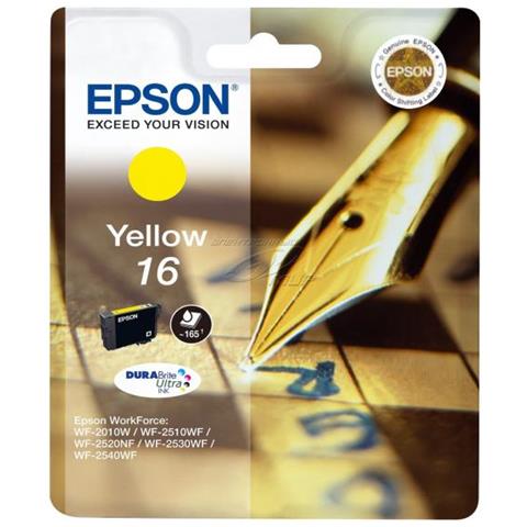 Originale Epson T1624 Gialla Per Epson Wf2010w 2510wf 2520nf 2530wf C13t16244010 16 Capacita' 3,1ml 165 Pagine - Foto 1