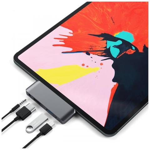 Adattatore Pro Hub Portatile Tipo C in Alluminio con Carica USB-C PD, 4K HDMI, USB 3.0 e Jack Cuffie da 3,5 mm - Compatibile con iPad Pro 2018, Microsoft Surface Go e Altri (Grigio siderale) - Foto 5
